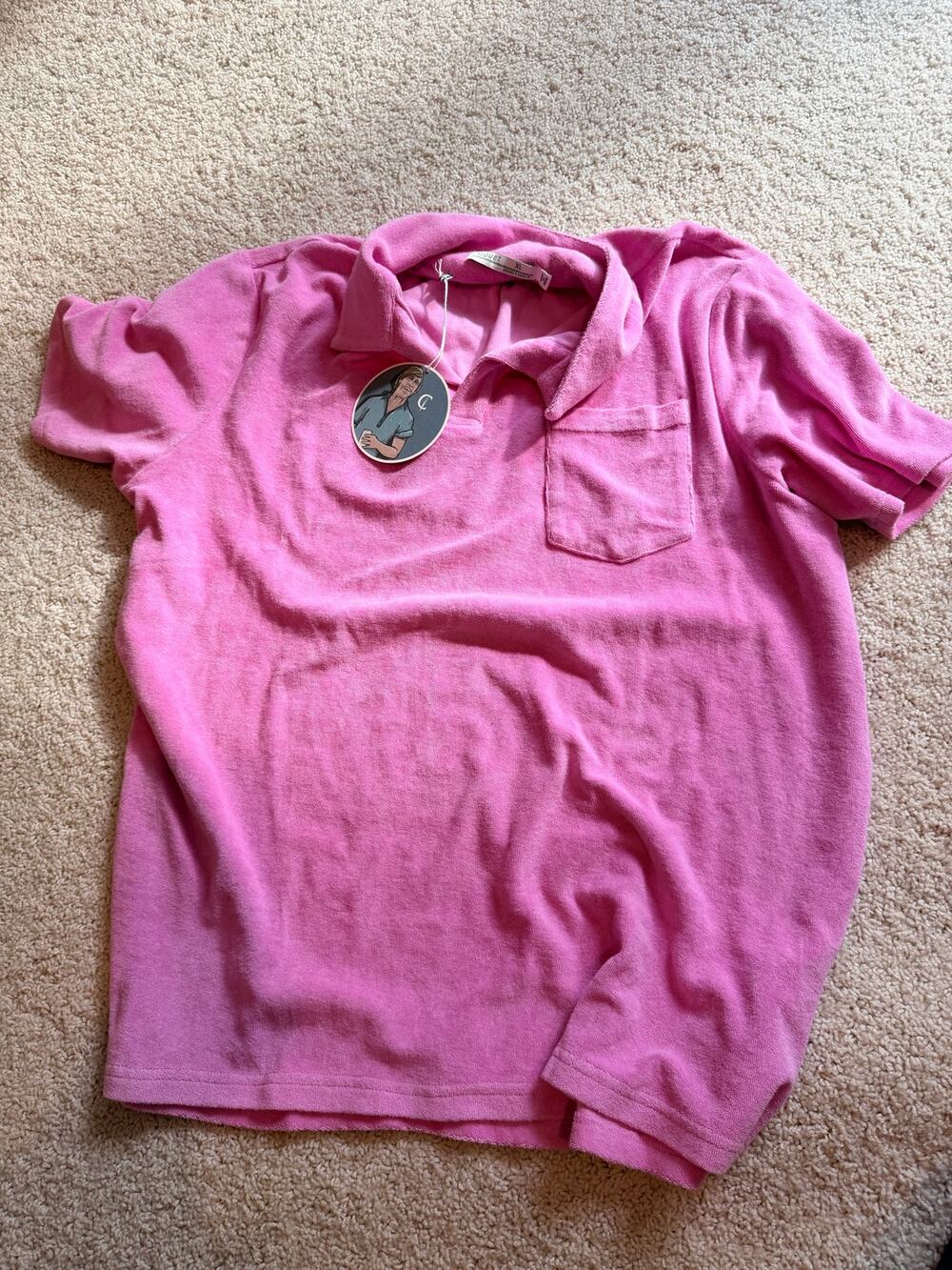 Criquet Men’s XL Pink Terrycloth Polo Shirt 100% Cotton NWT Resort Golf